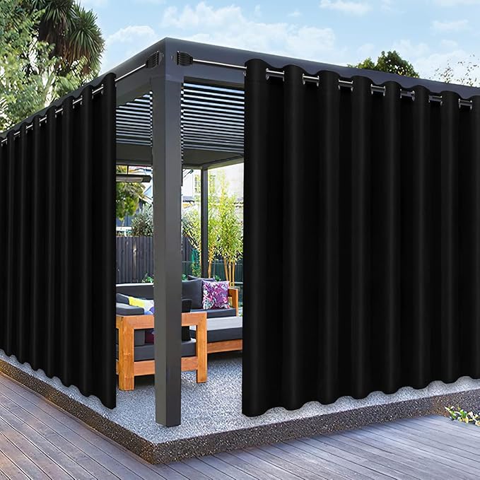 PureFit Outdoor Curtains for Patio Waterproof Weatherproof, UV Resistant Outs...