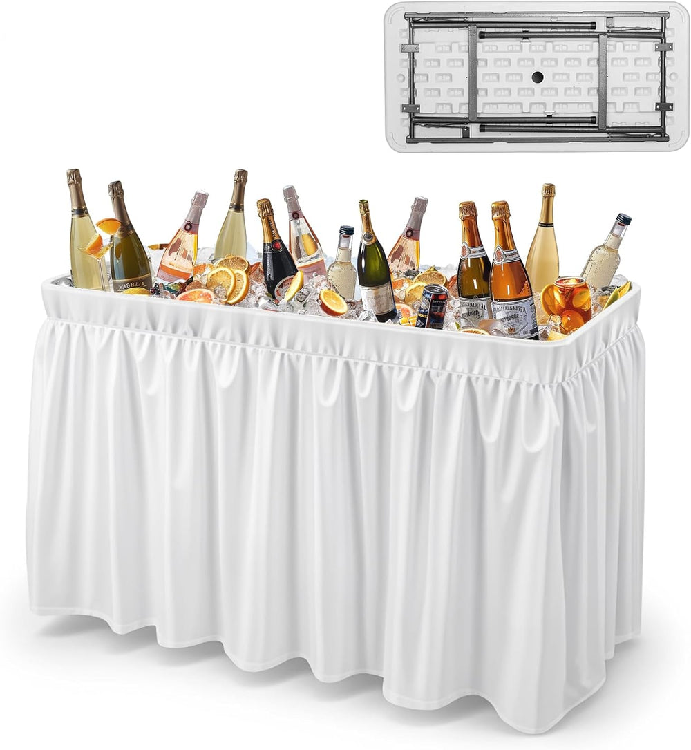 VINGLI 46" Extra Large Party Ice Cooler Folding Table, Portable Tailgate...