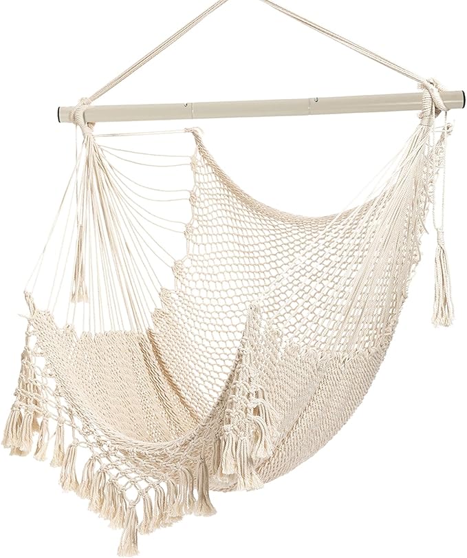 Hammock Chair,Max 330lbs, Large Hanging Chair, Soft Cotton Rope Swing Chair w...