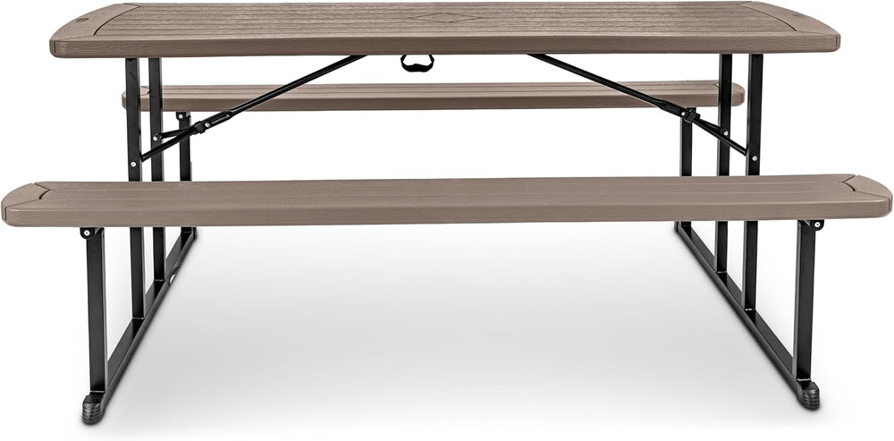 OEF Furnishings Heavy Duty Blow Molded Folding Picnic Table - Brown, Brown Frame