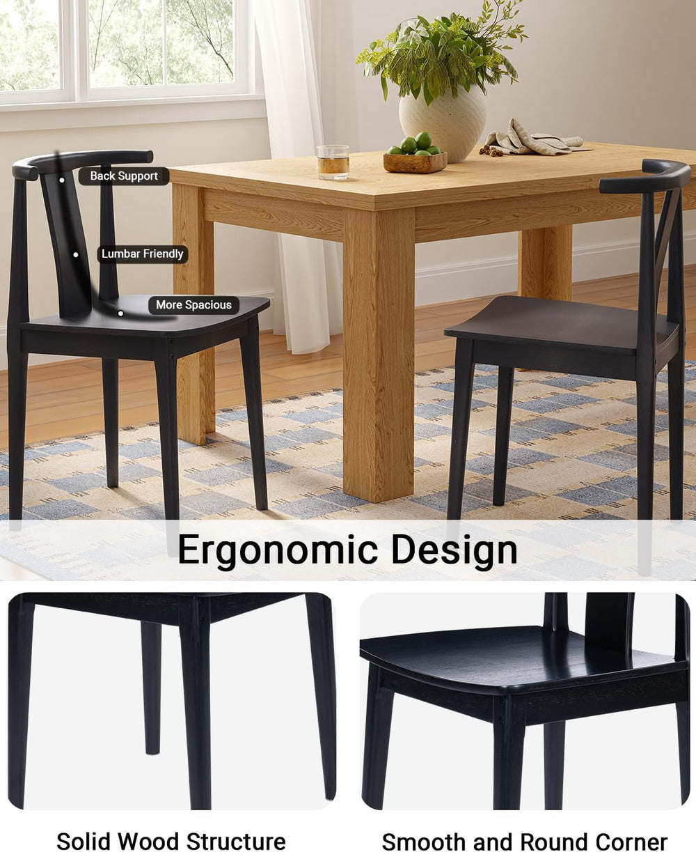 Wood Dining Room Chairs Set of 2 Black