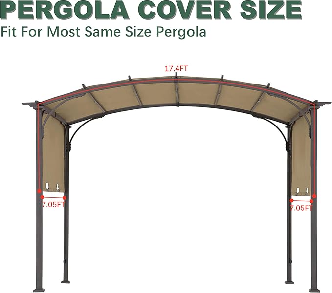 85''x 208'' Universal Doubleton Steel Pergola Replacement Cov...