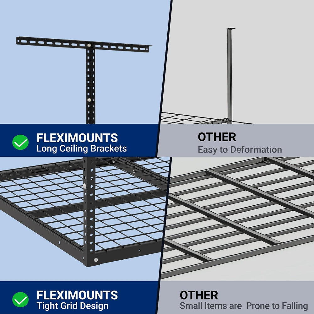 FLEXIMOUNTS 3x4ft Overhead Garage Storage Rack, Black