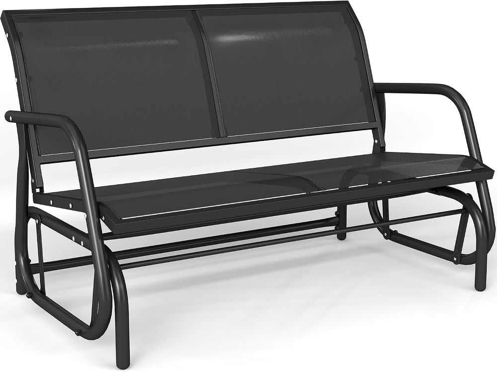 KROFEM Outdoor Glider Bench, Glider Bench for Outside Patio, Black