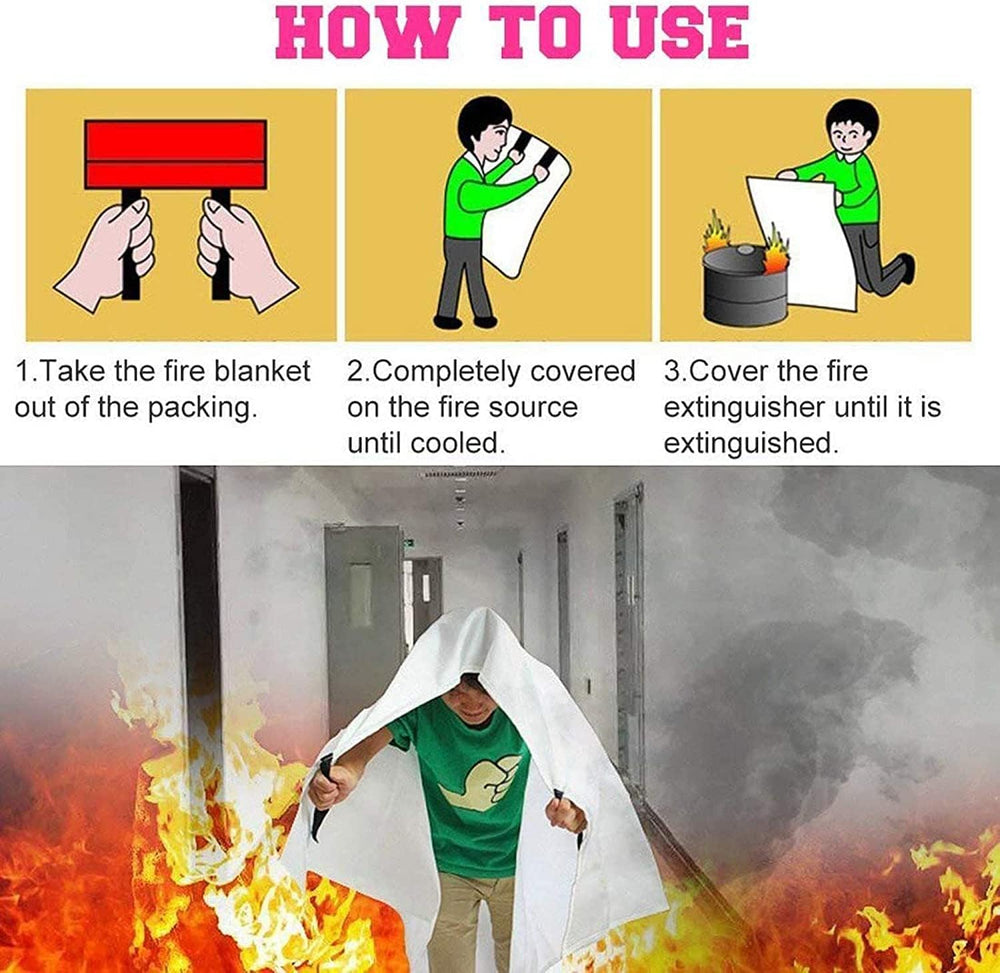 TONYKO Fiberglass Fire Blanket for Emergency Surival, Flame Retardant Protect...