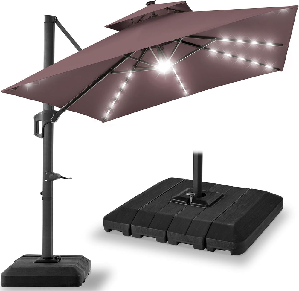 Best Choice Products 10x10ft Cantilever Patio Umbrella w/Base Included, Solar...