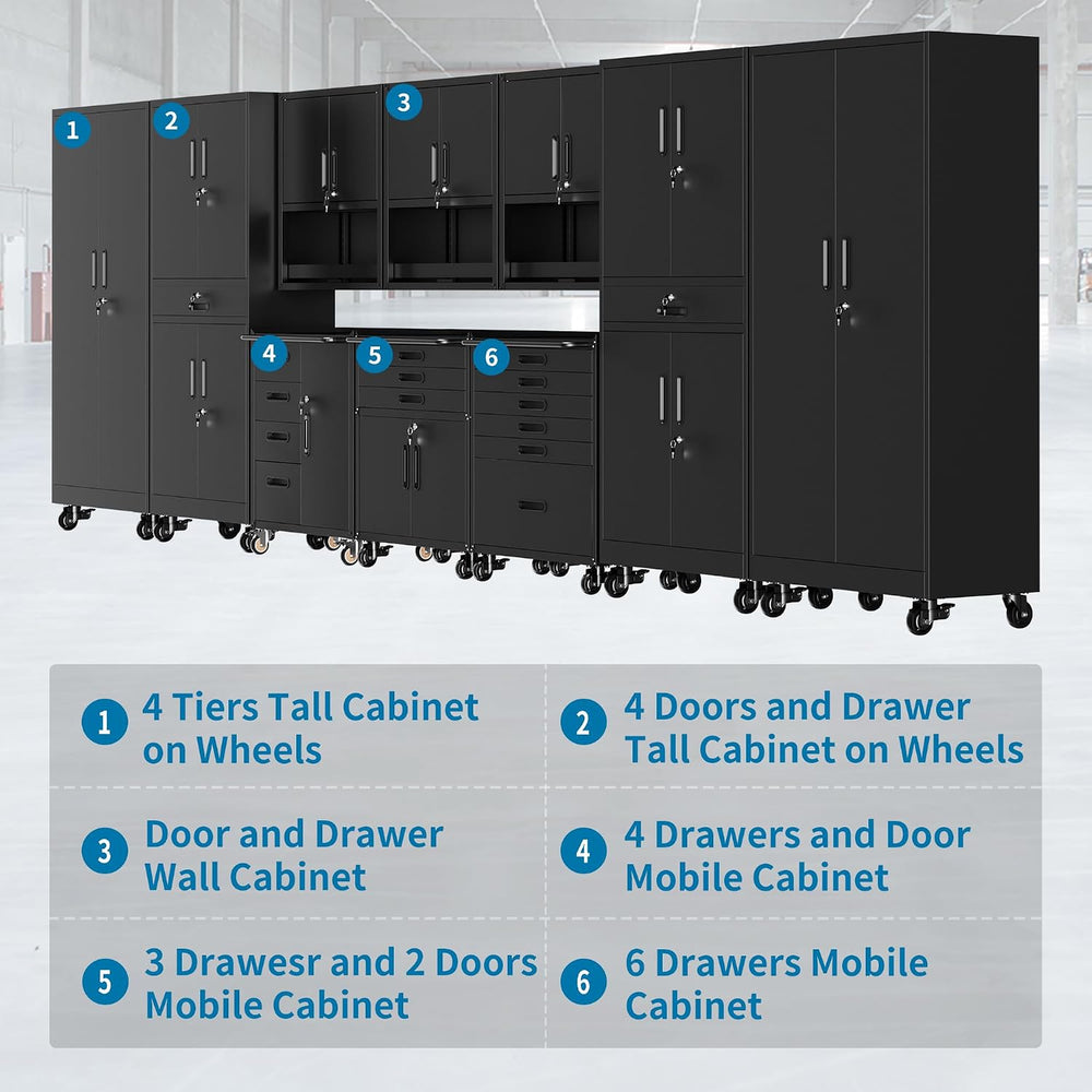 10-Piece Garage Storage Cabinets System Heavy Duty Workshop Set