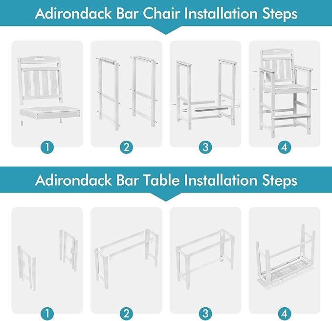 Ciokea Outdoor Bar Height Table Set of 5, 60" Extra Long Rectangle High ...