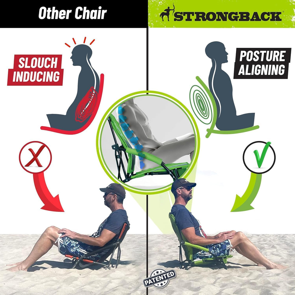 STRONGBACK Beach Chairs - Low Gravity Portable Beach Chair | Foldable, Heavy ...