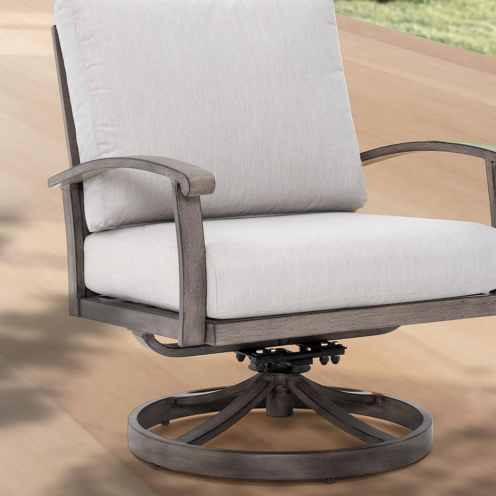 HAPPATIO Aluminum Outdoor Conversation Set - 3 Piece Swivel Rocker Patio Chai...