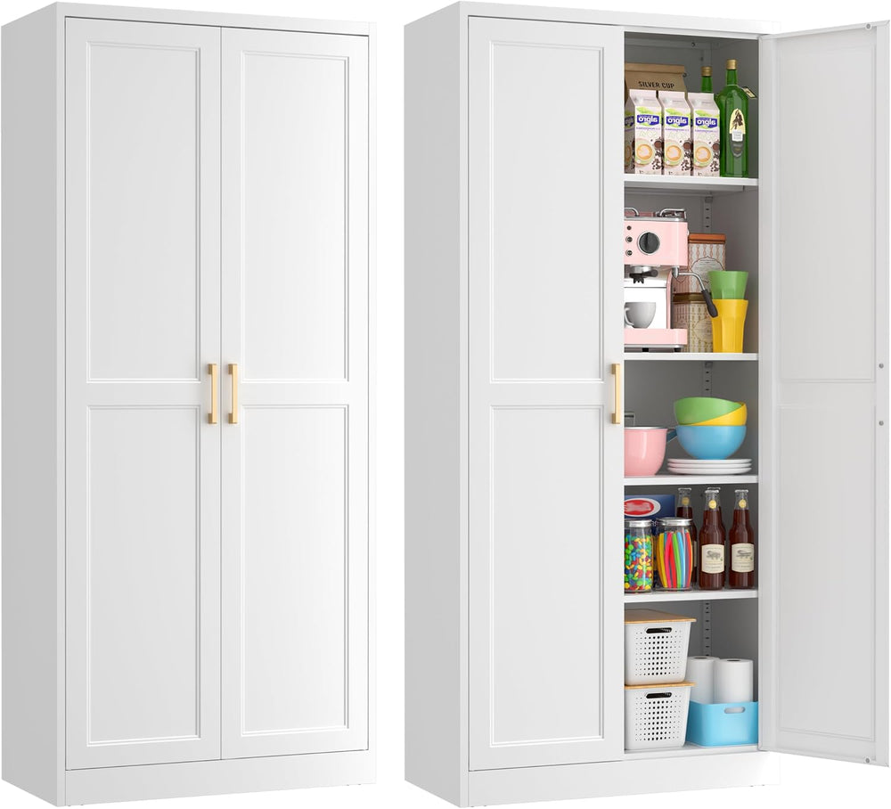 71" Tall Metal Kitchen Pantry Cabinet, Storage Cabinet with Doors