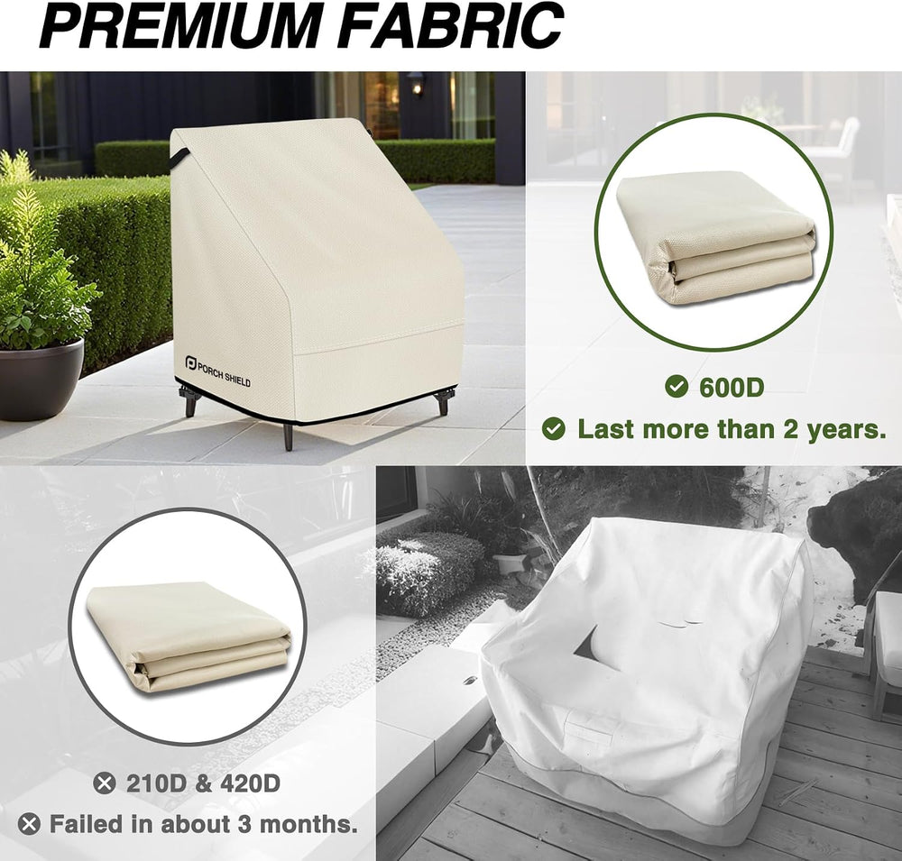 Porch Shield Waterproof Patio Chair Cover 2 Pack 34W x 37D x 36H in, Beige