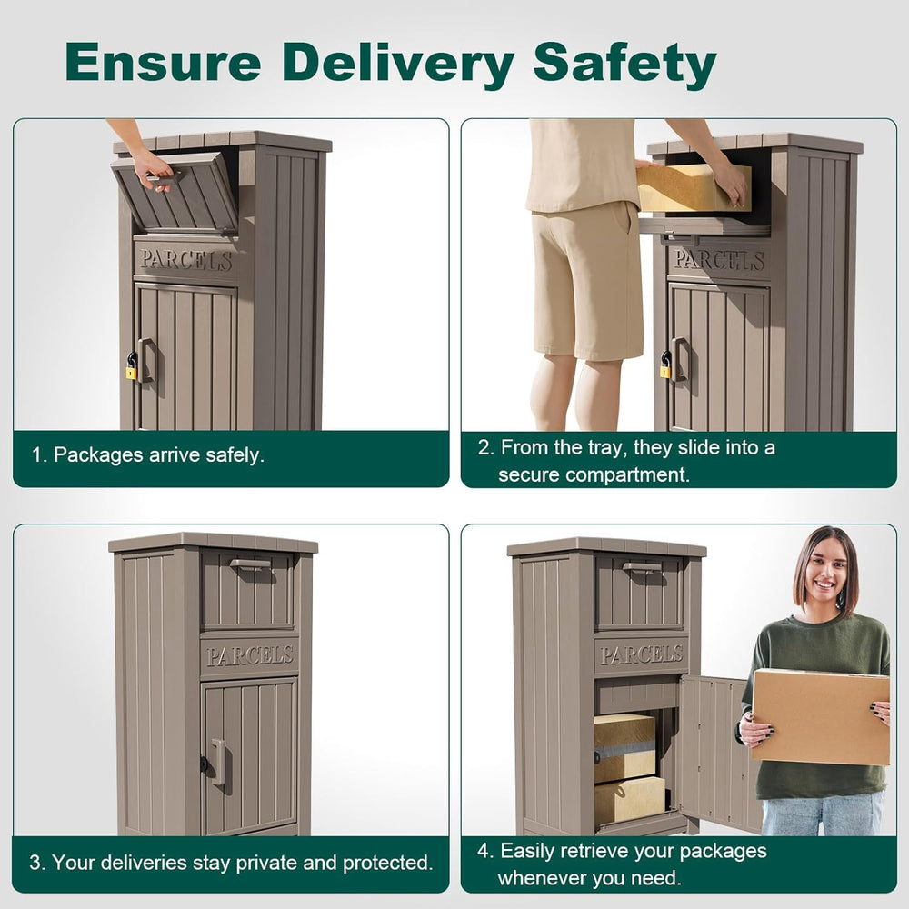 Package Delivery Box for Outside, Large Parcel Drop Box with Lockable Secure,...