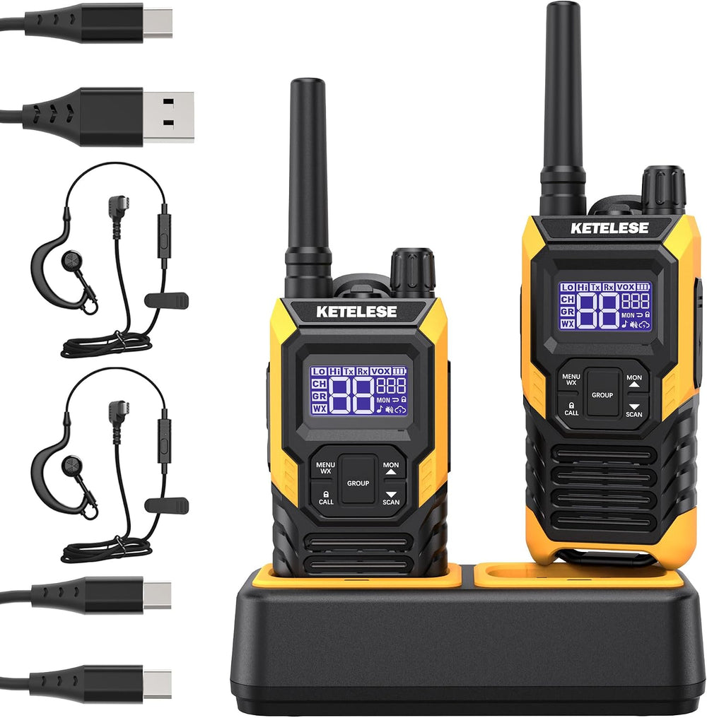 KETELESE T4 Heavy Duty Walkie Talkies FRS, 2 Way Radio Long Range