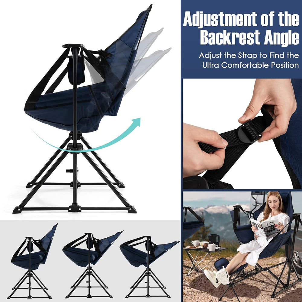 GIANTEX Outdoor Hammock Camping Chair - Rocking Chair with Removable Footrest...
