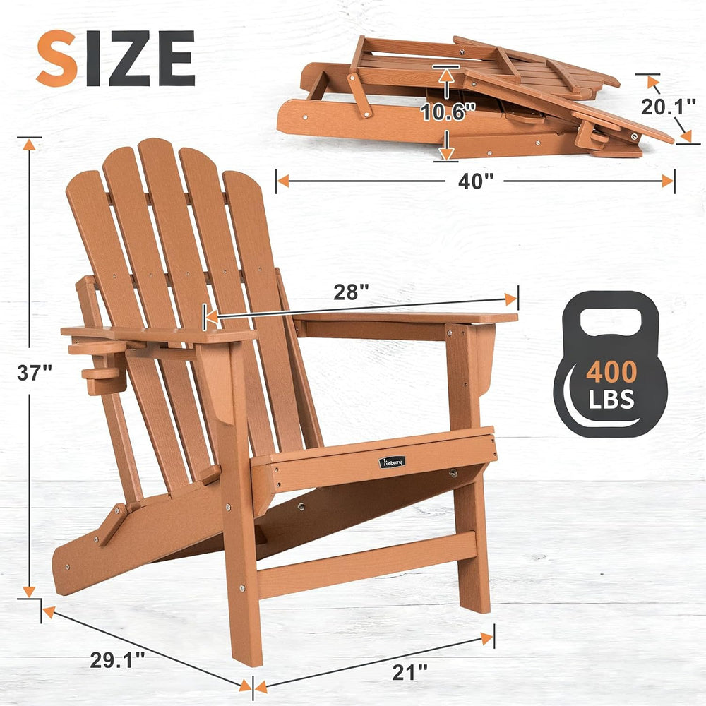 FUNBERRY Oversized Folding Adirondack Chair Set of 4, Fire Pit Chair 400LBS
