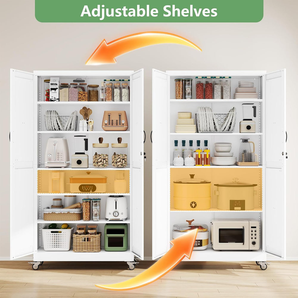 Metal Garage Storage Cabinet with Locking Doors and Adjustable Shelves,78.74&...