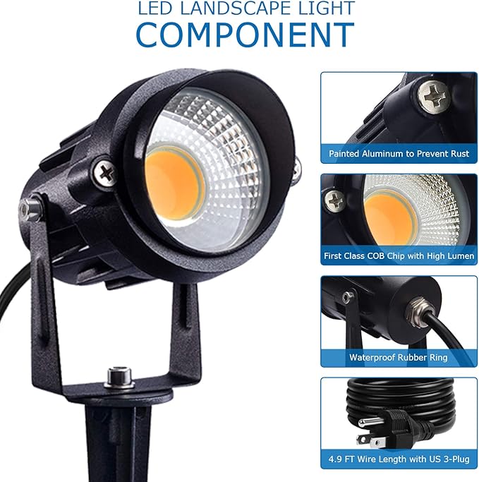 SUNVIE LED Outdoor Spotlight 12W Landscape Lighting 120V AC Waterproof Landsc...
