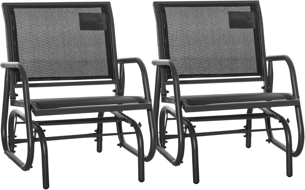 Outsunny Porch Glider Set of 2 Steel Frame Black
