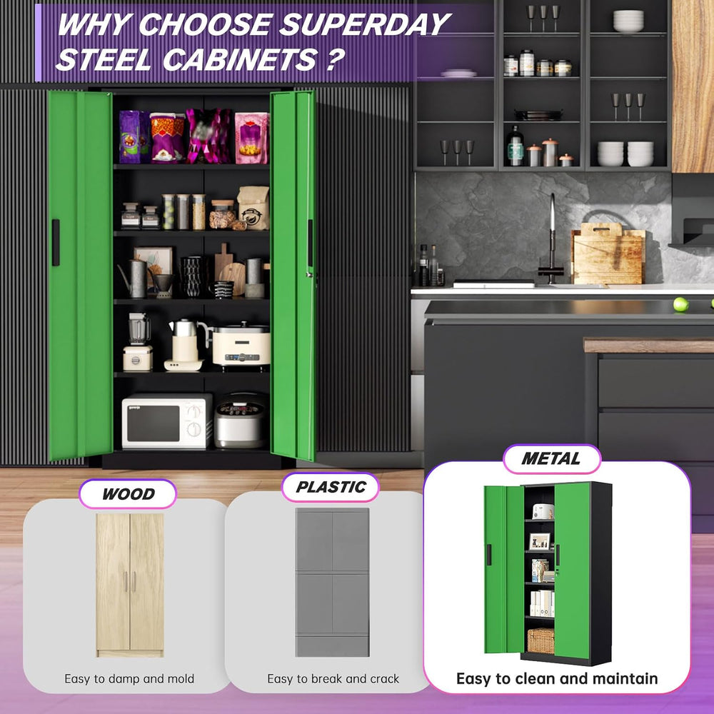 Superday Metal Storage Cabinets, 71" Storage Cabinet with Locking Door, ...