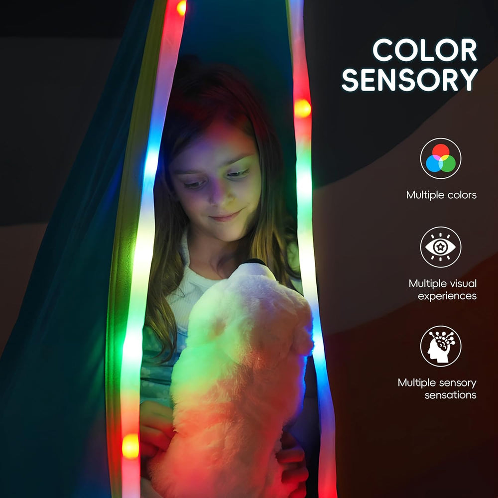 OUTREE Light Up Pod Swing Seat, Sensory Swing with LED Light