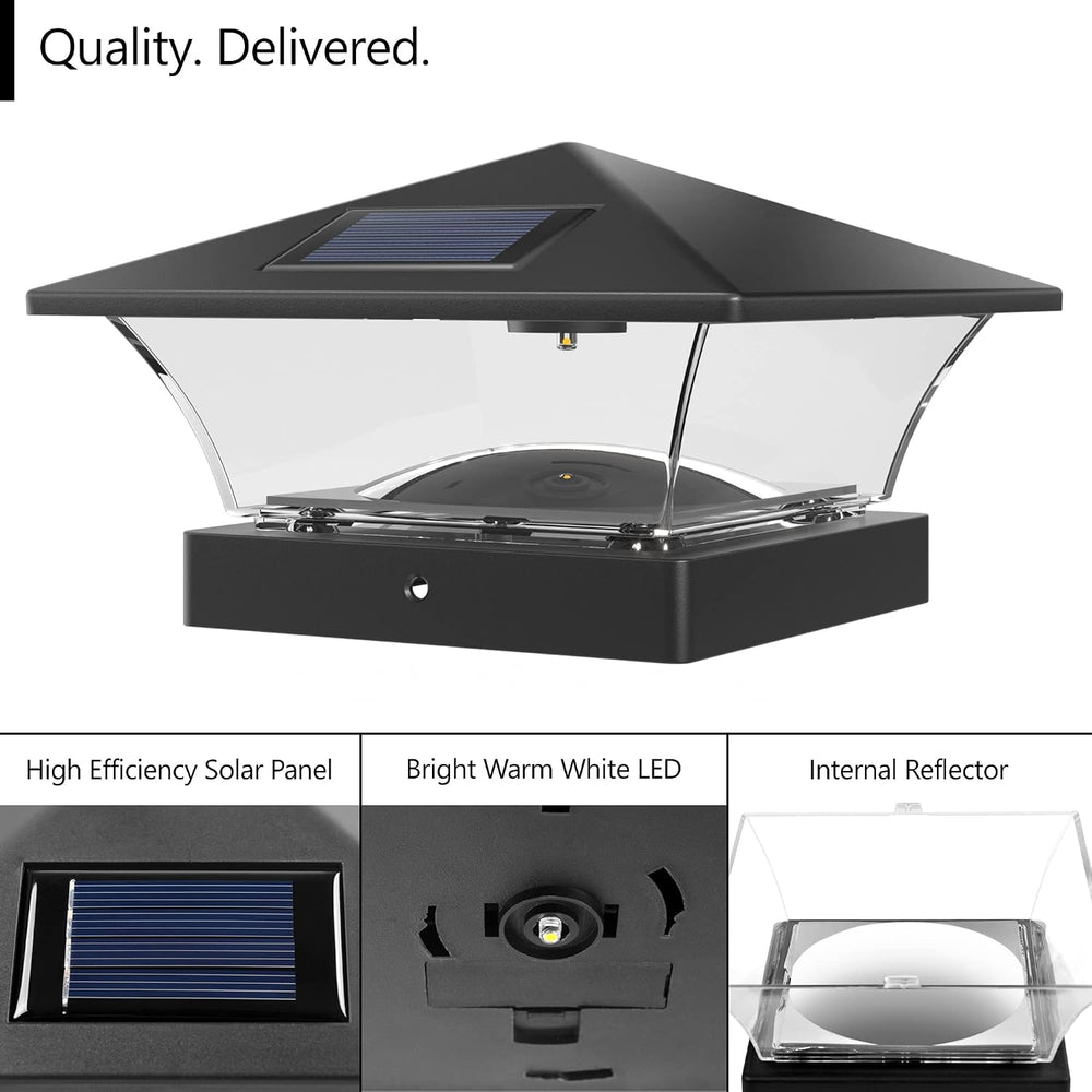 Davinci Lighting Classic Solar Outdoor Post Cap Lights - 4x4 5x5 6x6 - Bright...
