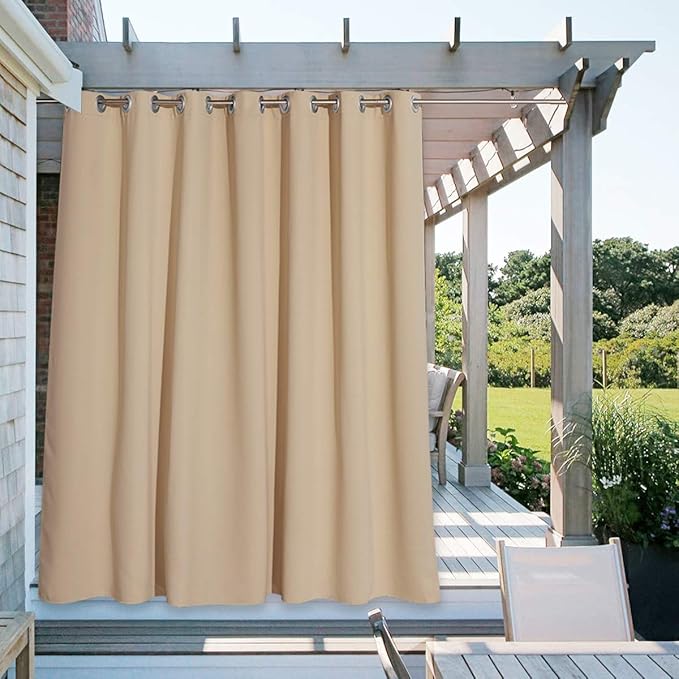 NICETOWN Outdoor Curtain for Patio Waterproof, Rustproof Grommet Outdoor Livi...