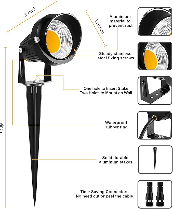 ZUCKEO 10W Low Voltage Landscape Lights LED Landscape Lighting with Connector...