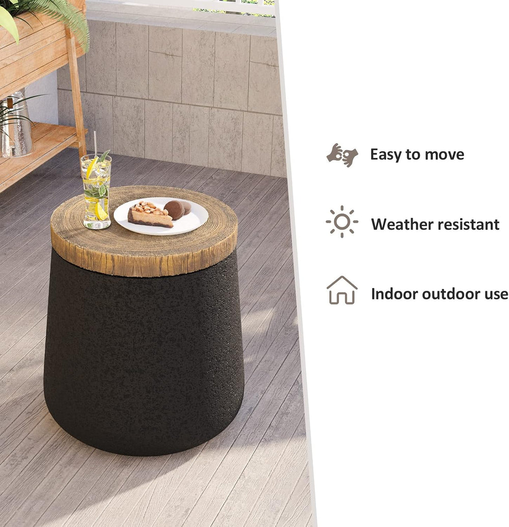 HOMPUS Concrete Outdoor Side Table Sets of 2, 2 Pieces Cylinder Shaped