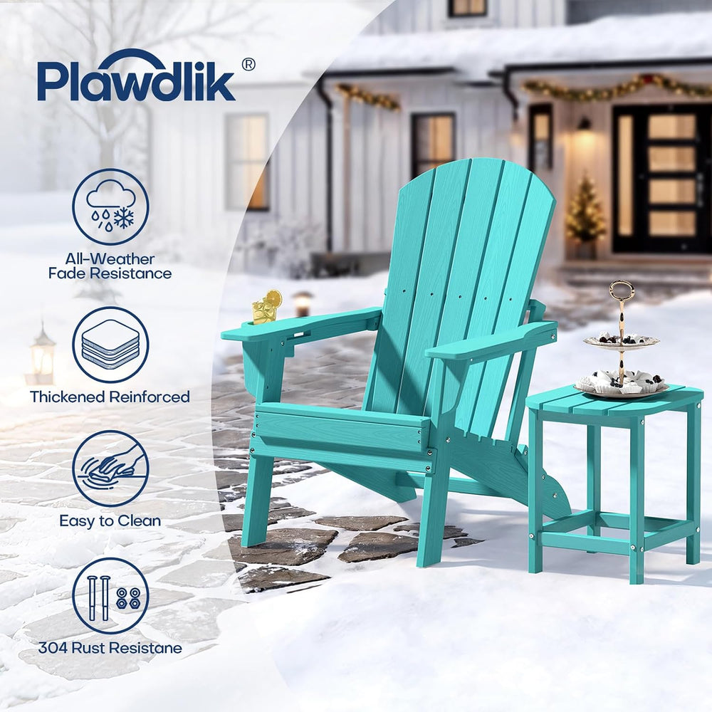 Plawdlik HDPE Folding Adirondack Chair with Cup Holder, Firepit, Aruba
