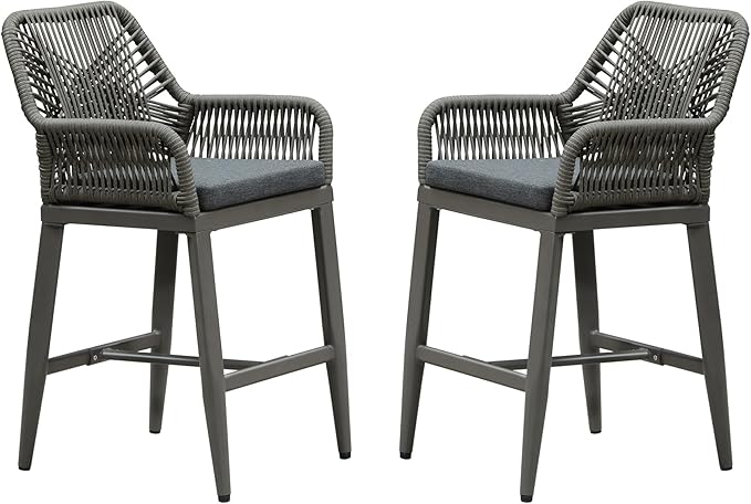 PURPLE LEAF Outdoor 24" Counter Height Bar Stools Chair Set of 2, All We...