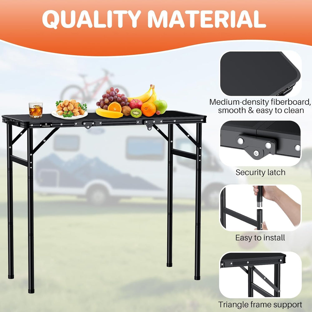 FUNYKICH 3ft Aluminum Folding Camping Table, 3 Height Adjustable Max 29.4"
