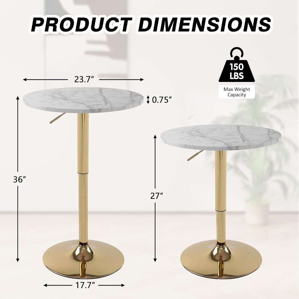 NOBPEINT Round Bar Tables, 360° Swivel Height Adjustable Bistro Pub Table wit...
