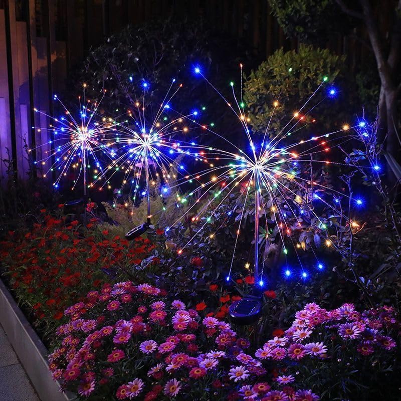 HPUFKOT Solar Garden Lights Outdoor,Waterproof Garden, 2PC 200 LED Twinkling ...