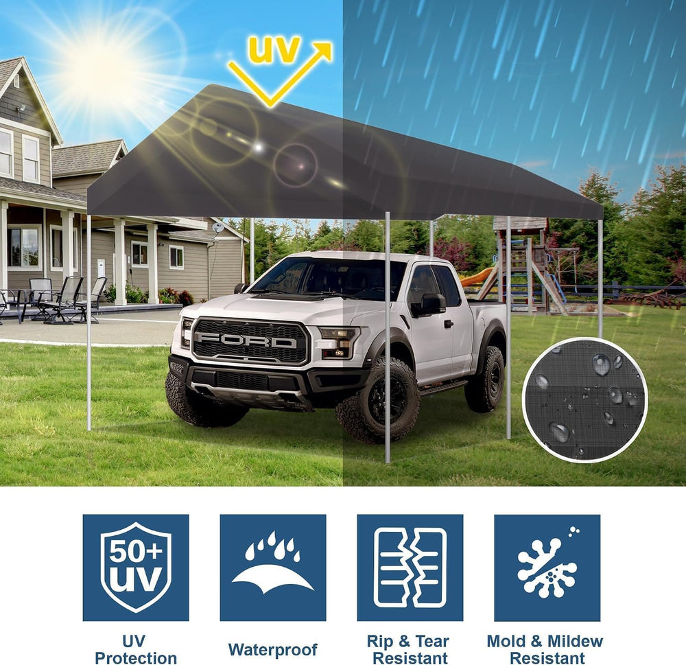 Carport Replacement Canopy Cover, Gray, 10' x 20'