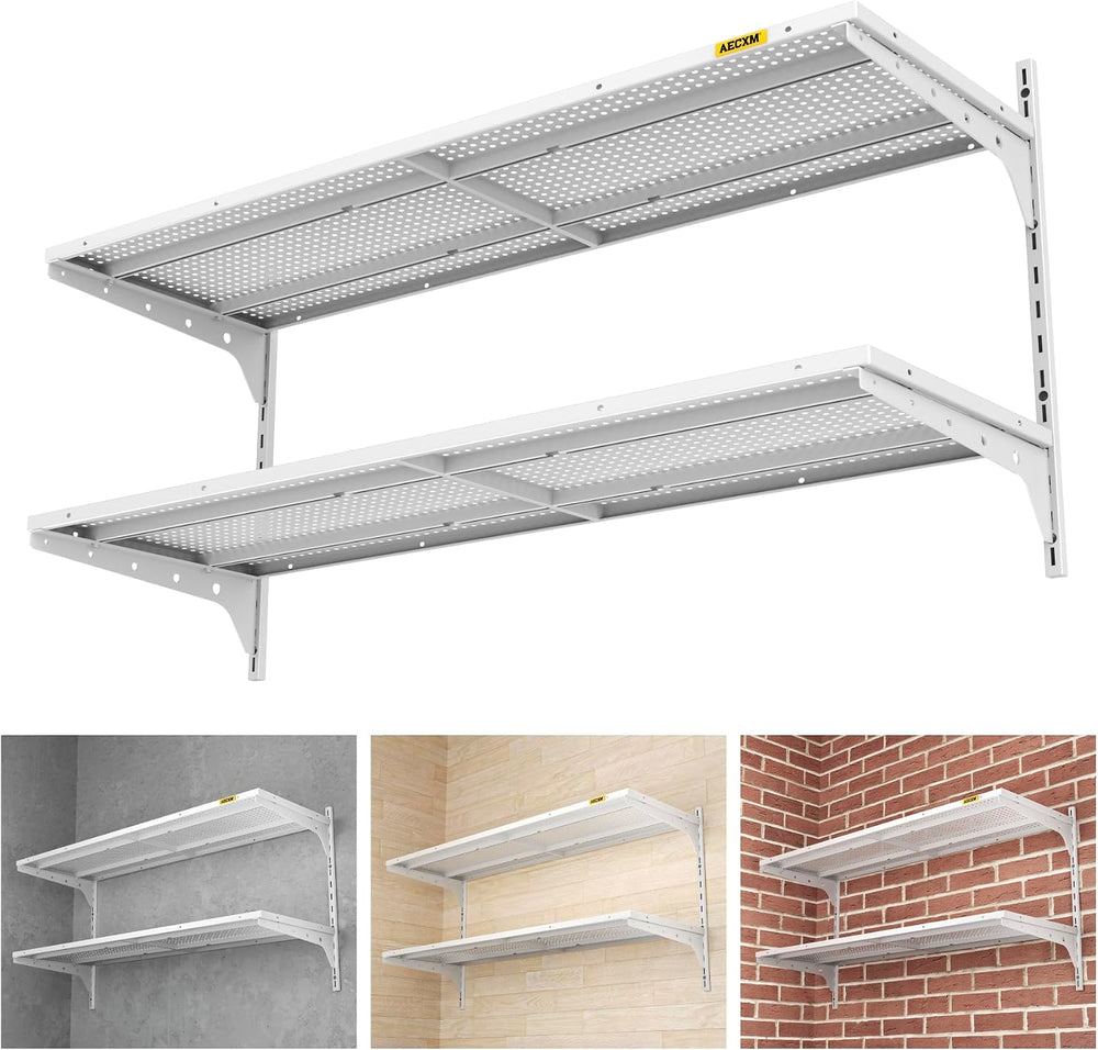 1pack×2 Tier 1.3x4ft Garage Shelving Wall Mounted, 260lbs Load Capacity,15.6x...
