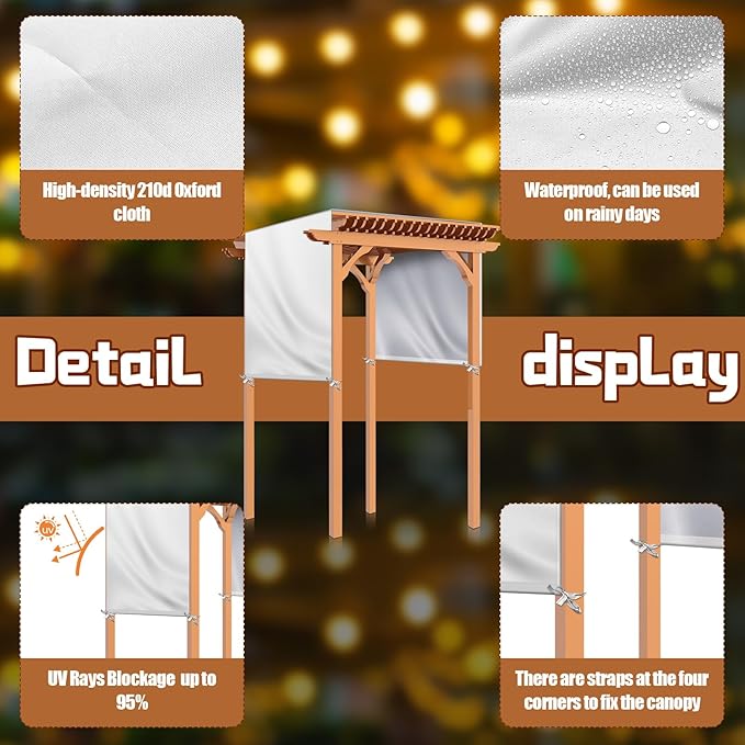 Universal Pergola Replacement Canopy Outdoor Canopy Shade Cover Waterproof Sh...