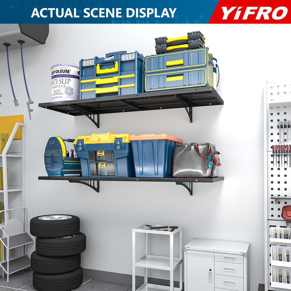 4-Pack 1.5x4ft Heavy Duty Garage Wall Shelving, 1000 lbs Load Capacity, Garag...
