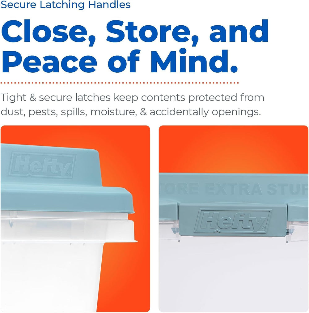 Hefty HI-RISE Stackable Storage Bins - Storage Containers with Lids, Shoe Org...