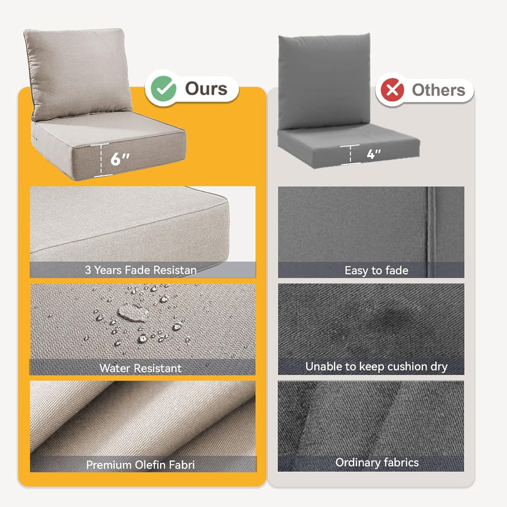 Outdoor Cushion Set for Furniture Patio Furniture, UV Resistant, Water Resist...