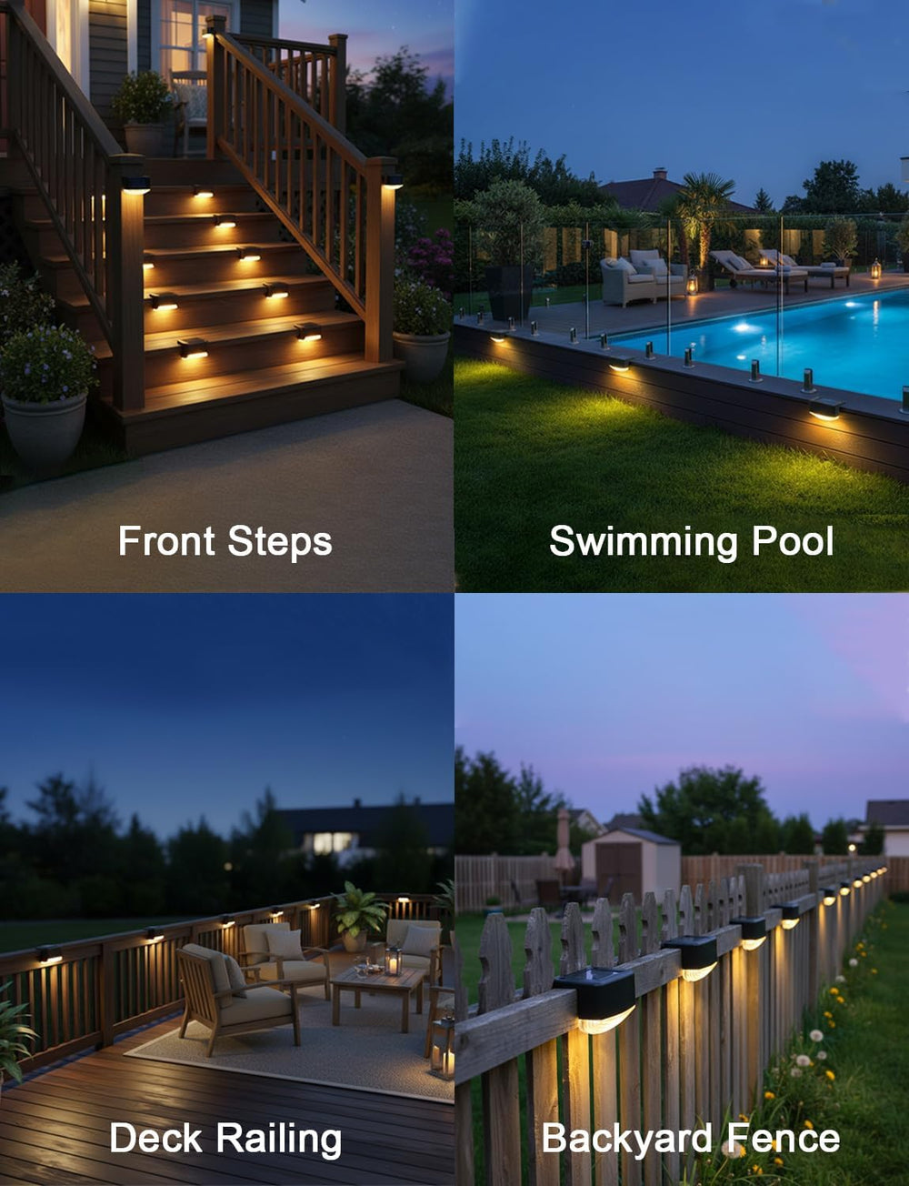 Solar Fence Lights 12 Pack, Outdoor Waterproof Solar Powered Step Lights, 300...