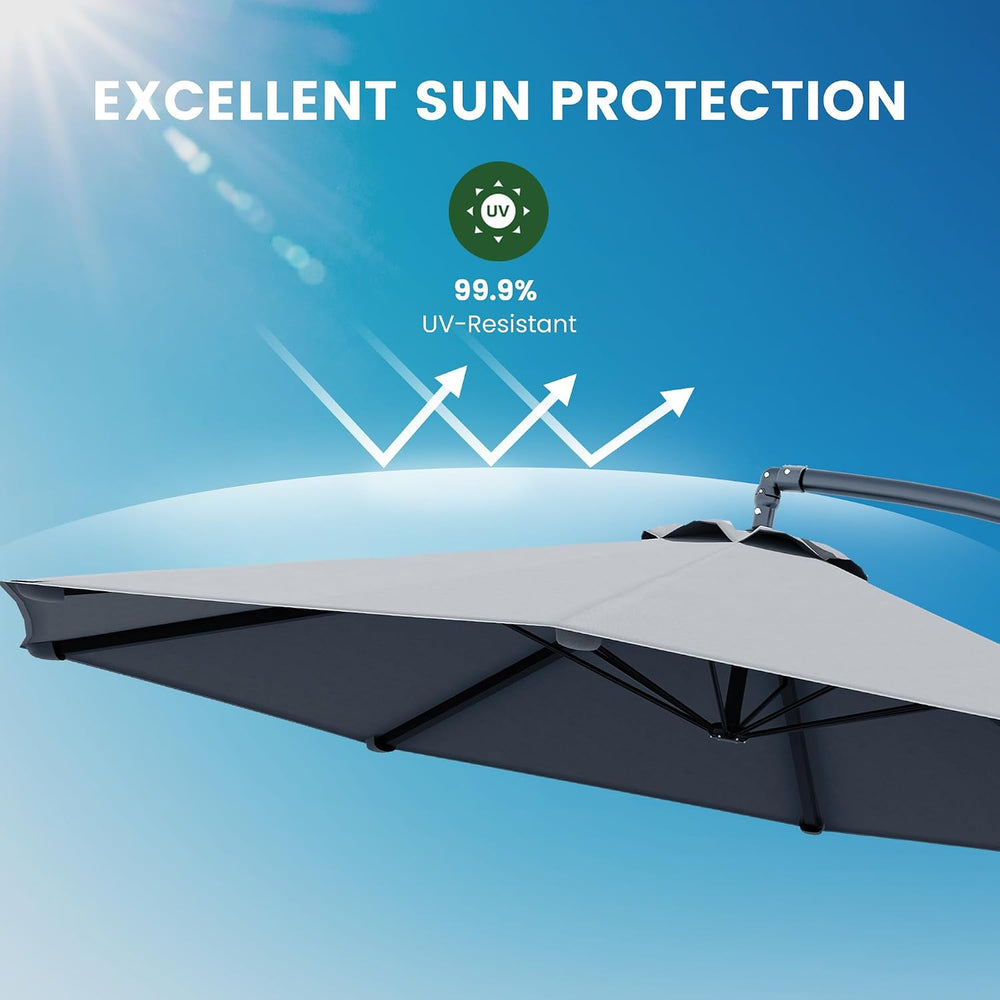 10FT Cantilever Offset Outdoor Patio Umbrella with Base Included