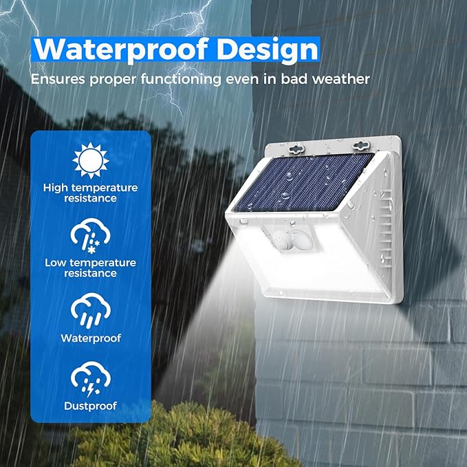 Peasur White Solar Lights Outdoor Waterproof, 8 Pack 140LED Bright Motion Sen...