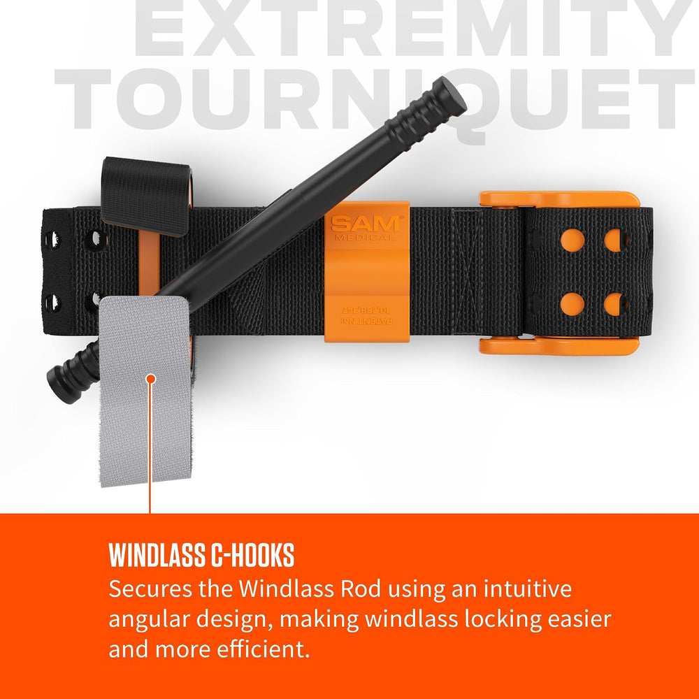 SAM Medical SAM XT Extremity Tourniquet with Metal Windlass, Black, One-Hande...