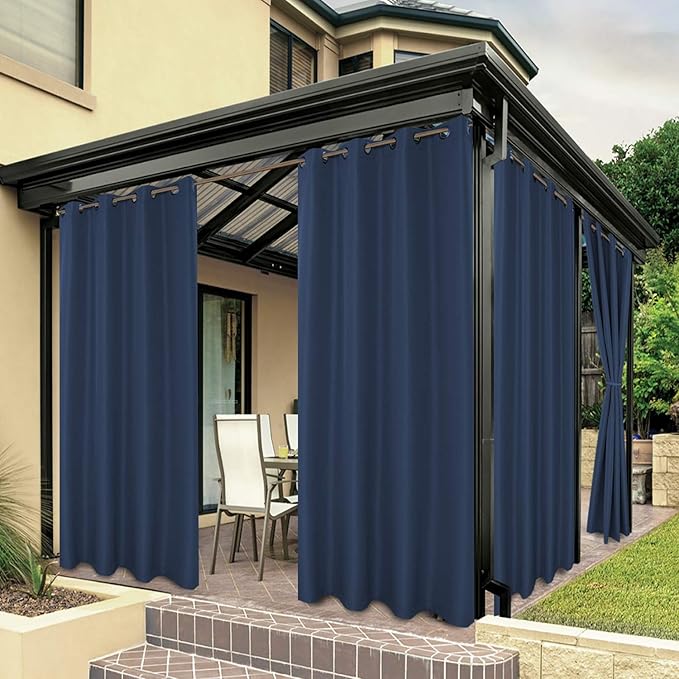 BONZER Outdoor Curtains for Patio Water Resistant Heavy Privacy Light Filteri...