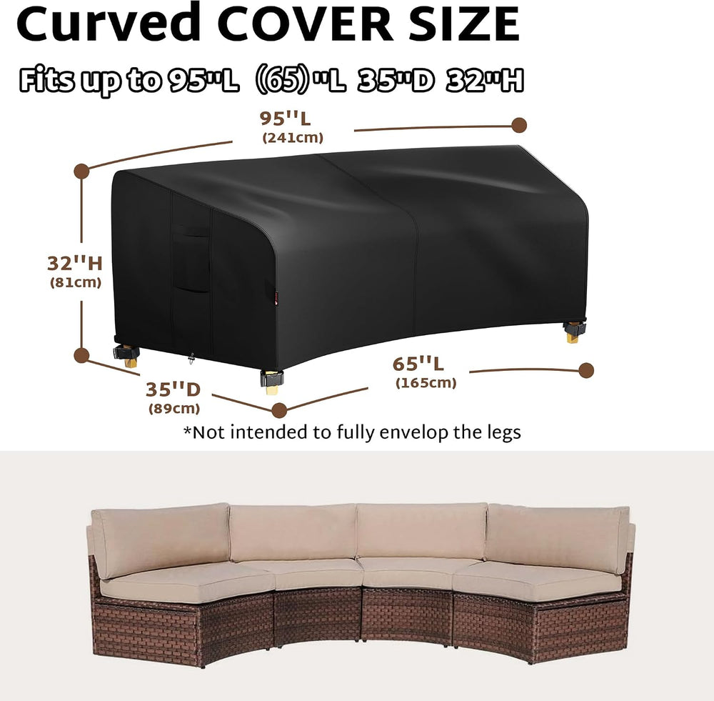iBirdie Outdoor Sectional Cover for 96" Back 65" Front Curved Couch...