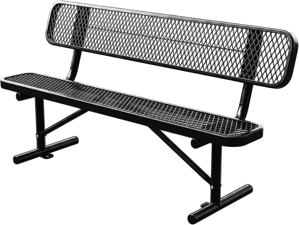 Yaluvantek 6ft Heavy-Duty Outdoor Metal Park Bench for Outside, Black