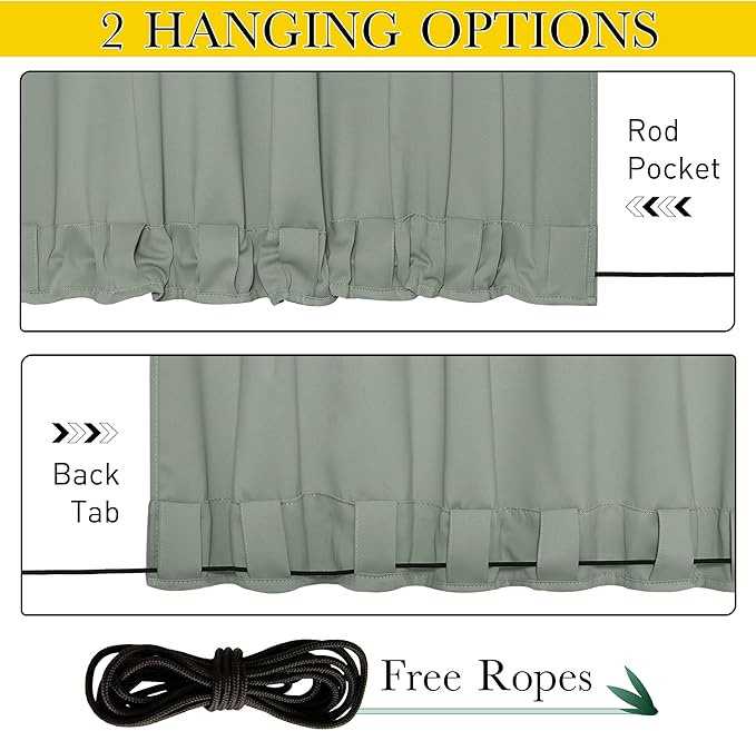 NICETOWN 2 Panels Waterproof Outdoor Curtains Fixed Grommet & Back Tab on...