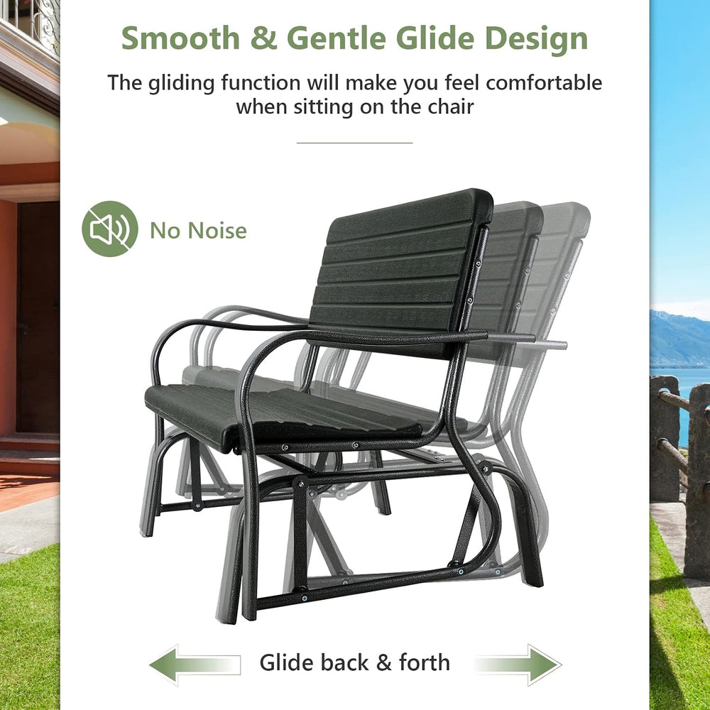 Tangkula Outdoor Glider Bench, Porch Glider Loveseat Swing Bench with w/Steel...