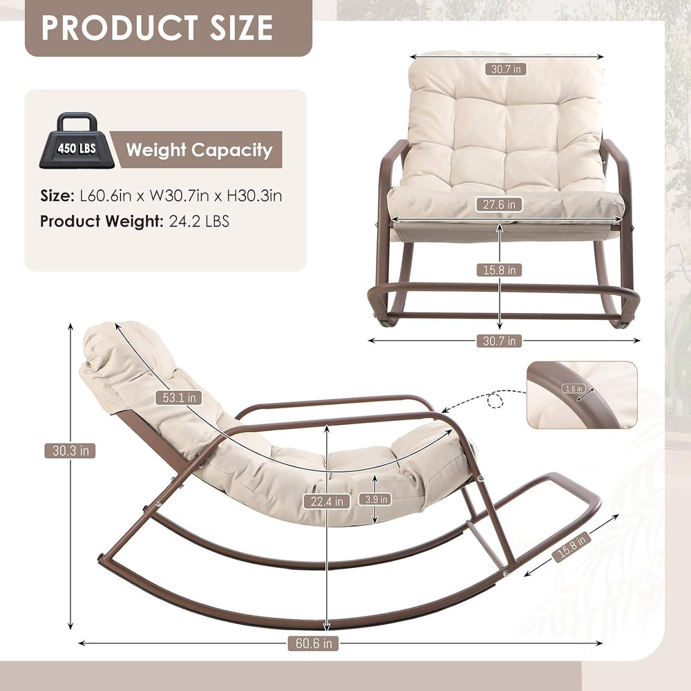 RADIATA Rocking Lounge Chair, Outdoor Reclining Lounger with Footrest